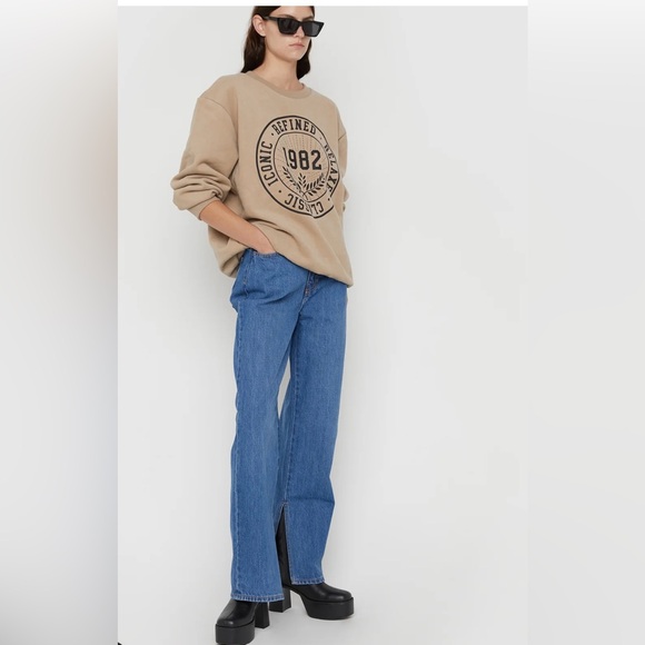 OAK + FORT Iconic 1982 Graphic Oversized Crewneck Size Small Black - Picture 5 of 13